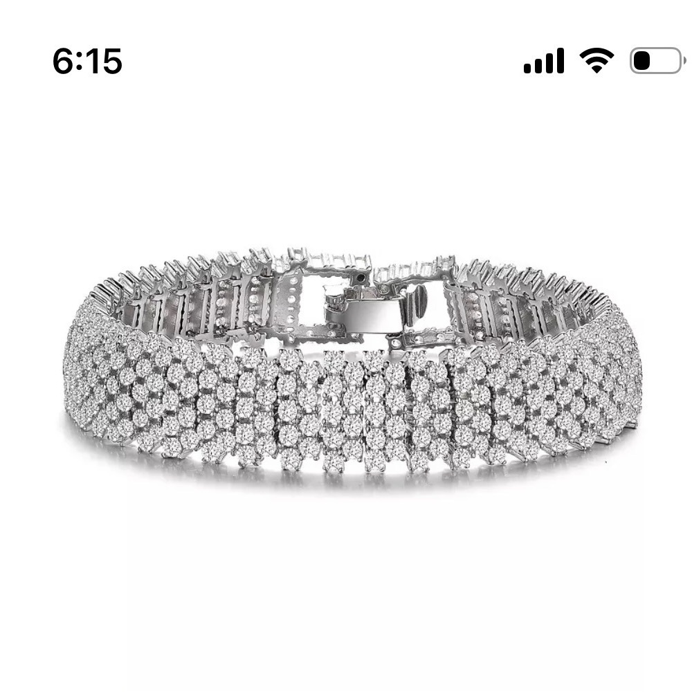 White gold plated silver mesh bracelet new